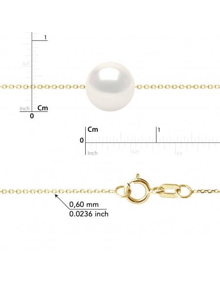 Bracelet 3 Perles Rondes 7-8 mm - Chaine Forçat - Or 375 - TUILERIES