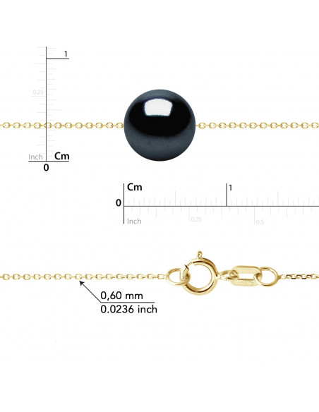 Bracelet 3 Perles Rondes 7-8 mm - Chaine Forçat - Or 375 - TUILERIES