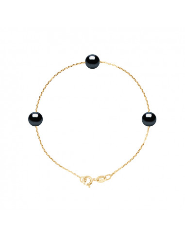 Bracelet 3 Perles Rondes 7-8 mm - Chaine Forçat...