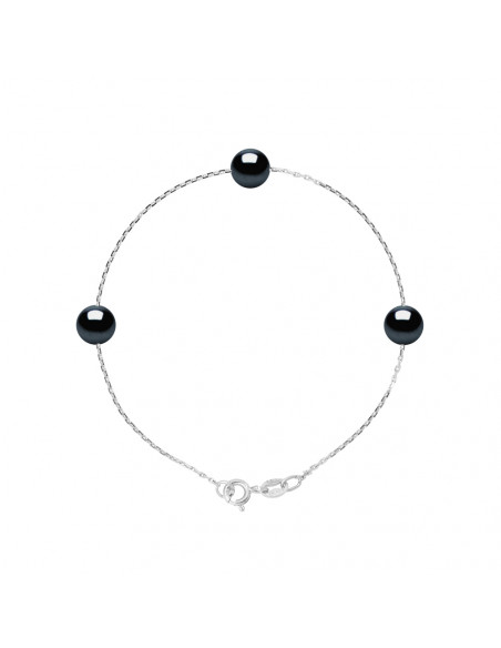 Bracelet 3 Perles Rondes 7-8 mm - Chaine Forçat - Or 375 - TUILERIES