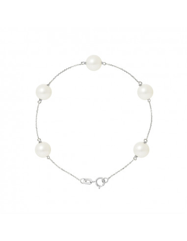 Bracelet 5 round beads 7-8 mm - Chain Forçat -...