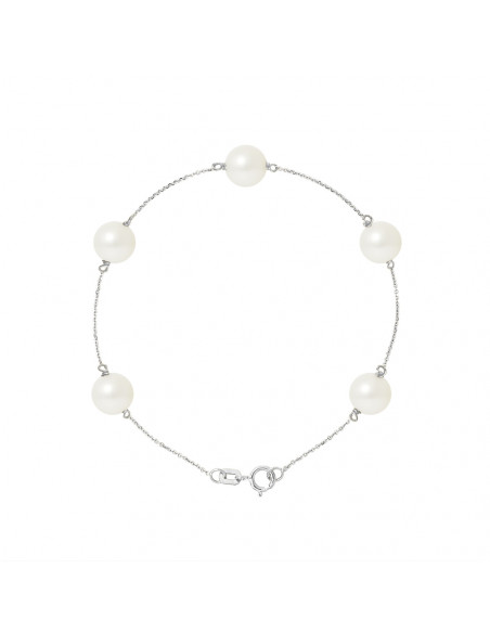 Bracelet 5 Perles Rondes 7-8 mm - Chaine Forçat - Or 375 - PASSY