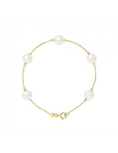 Bracelet 5 round beads 7-8 mm - Chain Forçat -...