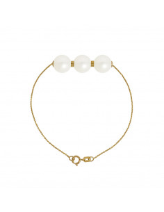 Prestige Bracelet 3 round beads 9-10 mm - Chain Forçat -...