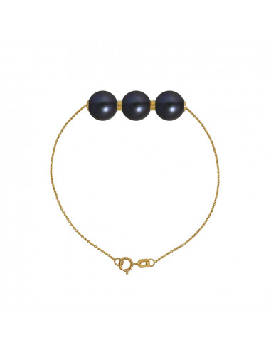Bracelet PRESTIGE 3 Perles Rondes 9-10 mm -...