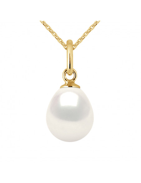 Pendentifs Perle Poire - Tailles de 7 à 9 mm - Chaîne Offerte - Or 750 - MARCEAU