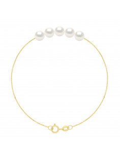5-6 mm round pearl bracelet - Forçat Chain - Gold 375 -...