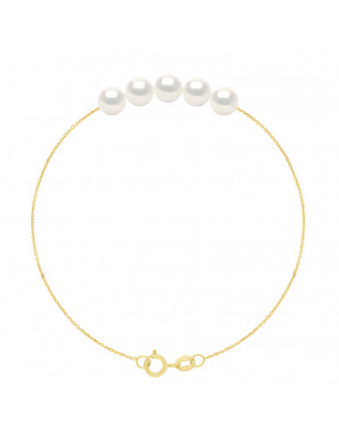 5-6 mm round pearl bracelet - Forçat Chain -...