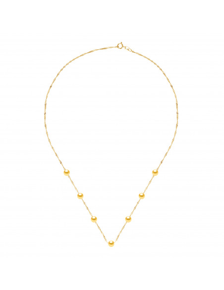 Necklace 7 round beads 6-7 mm - Singapore chain - Gold 750 - Colbert