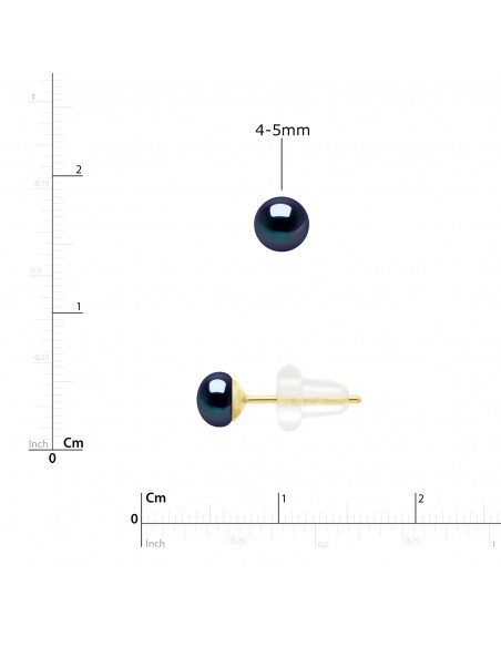 Round Beads Earrings - Sizes from 4 to 8 mm - Silicone Strollers - Gold 750 - Marignan