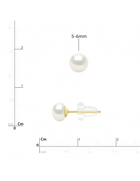 Round Beads Earrings - Sizes from 4 to 8 mm - Silicone Strollers - Gold 750 - Marignan