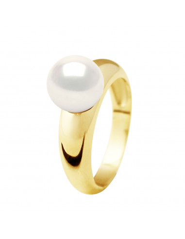 Bague Jonc Perle Ronde 8-9 mm - Or 375 - VILLENEUVE