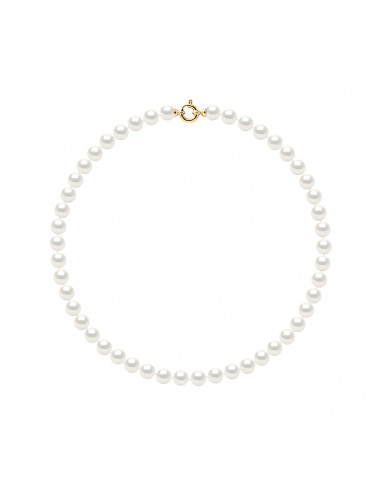 Colliers Rangs de Perles Rondes - Tailles de 7 à 9 mm - 42 cm - Anneau Marin Prestige - Or 750 - TROCADERO