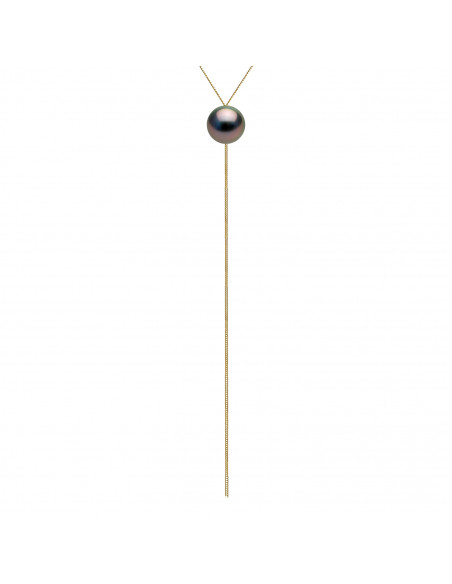 Collier Cravate PRESTIGE Perle de Tahiti Ronde 12-13 mm - Chaine Vénitienne 45 cm - Or 375 - TARUINAMA