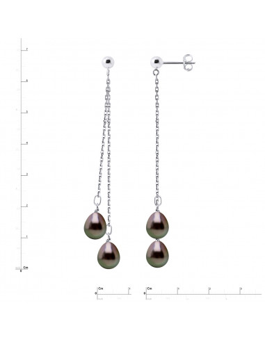 Boucles d'Oreilles Pendantes Perles de Tahiti...