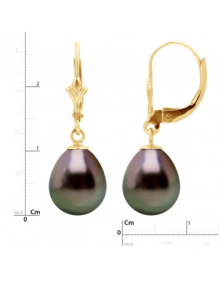 Boucles d'Oreilles Pendantes PRESTIGE Perles de Tahiti Poires 10-11 mm - Système Brisures - Or 375 - TAGANAO