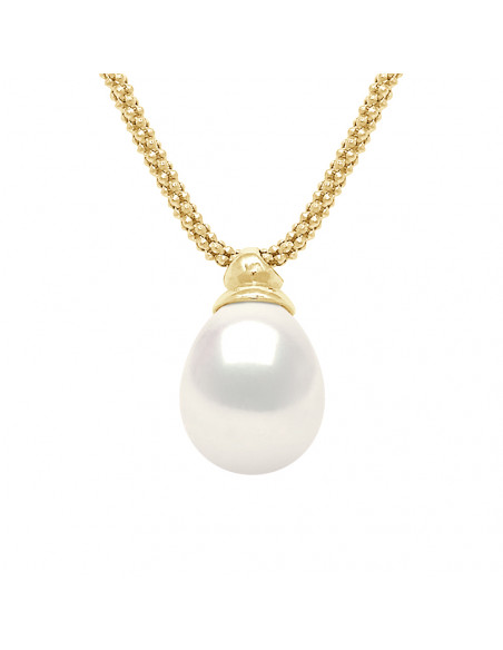 Collier Prestige Perle Poire 10-11 mm - Maille Amandine Or 750 - BEAUMARCHAIS