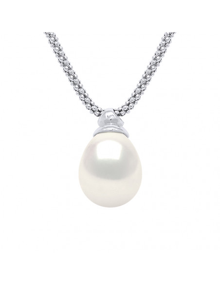 Collier Prestige Perle Poire 10-11 mm - Maille Amandine Or 750 - BEAUMARCHAIS