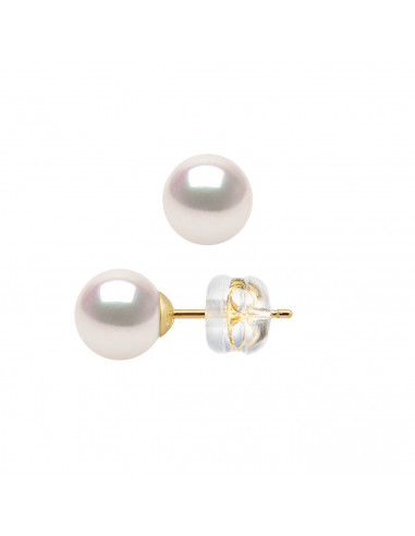 Boucles d'Oreilles Perles AKOYA - Tailles de 4 à 8 mm - Système SILICONOR - Or 750 - KYOTO