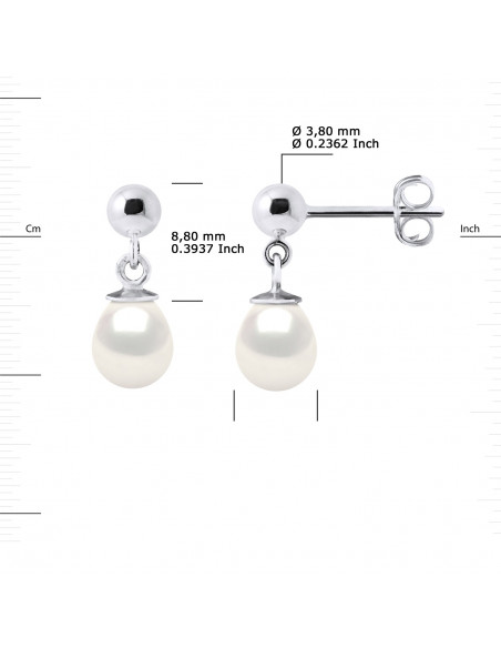 Boucles d'Oreilles Pendantes Perles Poires 7-8 mm - Or 375 - LAFAYETTE