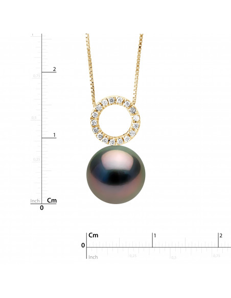 Collier Prestige Perle de Tahiti Ronde 9-10 mm - Diamants 0.080 Cts - Joaillerie Or 375 - MARAPITI