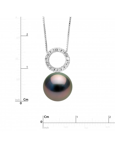 Collier Prestige Perle de Tahiti Ronde 9-10 mm - Diamants 0.080 Cts - Joaillerie Or 375 - MARAPITI