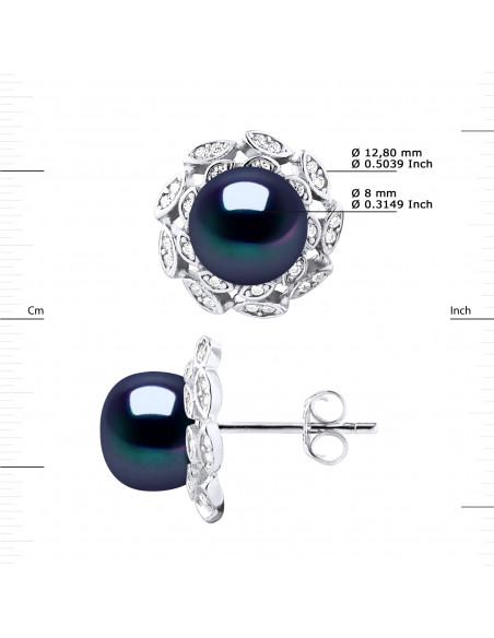 Boucles d'Oreilles Perles Bouton 8-9 mm - Système Poussettes - Joaillerie Argent 925 - PAIX