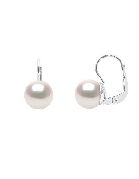 Boucles d'Oreilles Dormeuses Perles AKOYA - Tailles de 7 à 8 mm - Or 750 - KAGOSHIMA