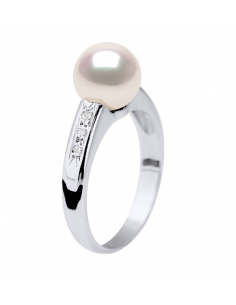 Ring Jonlerie Pearl Akoya Round 8-9 mm - Diamonds 0.060...