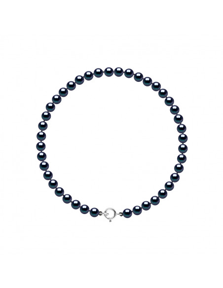Bracelets Rang de Perles Rondes 5-6 mm - Fermoir Anneau Ressort - Argent 925 - CLERMONT