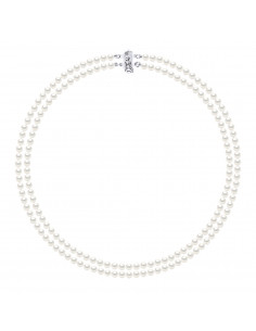 Collar Double Beads 6-7 mm - Cylinder Clasp - 925 Silver...