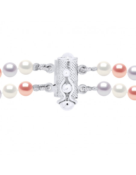 Collier Double Rang de Perles 6-7 mm - Fermoir Cylindre - Argent 925 - TALMONT