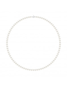 Necklace Rank of Pearls Semi Rounded 5-6 mm - Clasp Ring...