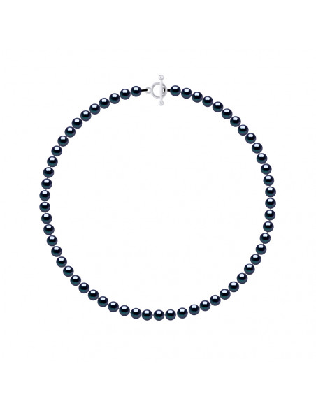 Collier Rang de Perles Semi Rondes 6-7 mm - Fermoir Bâton - Argent 925 - ORSAY