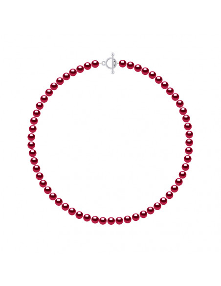 Collier Rang de Perles Semi Rondes 6-7 mm - Fermoir Bâton - Argent 925 - ORSAY