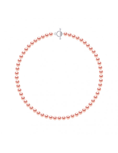Collier Rang de Perles Semi Rondes 6-7 mm - Fermoir Bâton - Argent 925 - ORSAY