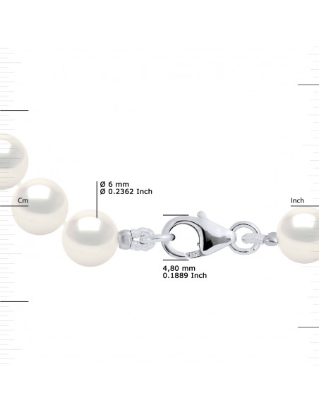 Bracelet Rang de Perles 6-7 mm - Fermoir Mousqueton - Argent 925 - AUTEUIL