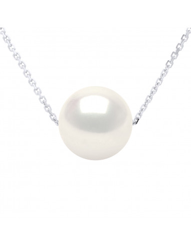 Collier Perle Ronde 8-9 mm - Chaîne Forçat - Argent 925 - BIARRITZ