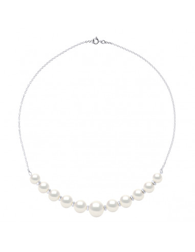 Collier Chaînage Perles Rondes de 8 à 12 mm - Chaîne Forçat - Argent 925 - PASSY