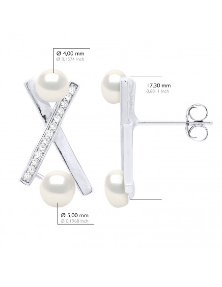 Boucles d'Oreilles Joaillerie Perles Boutons 4 et 5 mm - Argent 925 - BANUILS