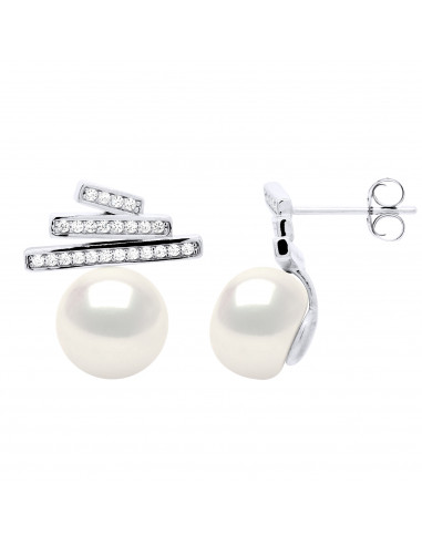 Boucles d'Oreilles Joaillerie Perles Boutons 9-10 mm - Argent 925 - CHIRON