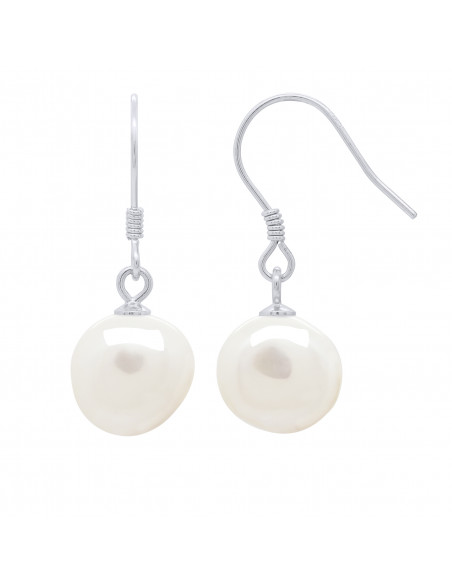 Boucles d’Oreilles Pendantes Perles Baroques 10-11 mm - Système Crochets - Argent 925 -  ODEON