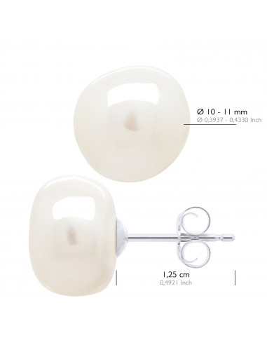 Baroque Bead Earrings 10-11 mm - Silver 925 -...