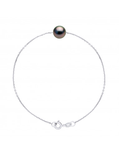 Bracelet Perle de Tahiti Ronde 8-9 mm - Chaîne Forçat - Argent 925 - NUATAKADO