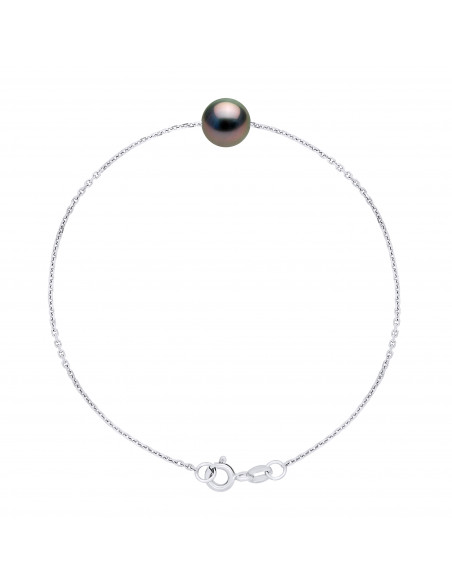 Round Tahitian Bead Bracelet 8-9 mm - Forçat Chain - Silver 925 - Nuatakado