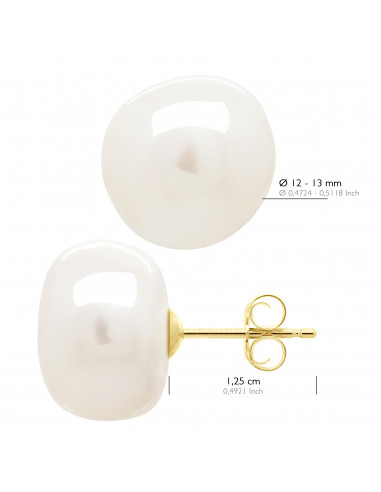 Baroque Bead Earrings 12 mm - Gold 375 - Etampes