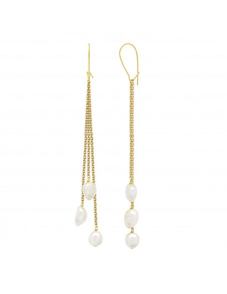 Boucles d'Oreilles Pendantes Perles Baroques 6-7 mm - Système Imperdable - Or 375 - POMPADOUR