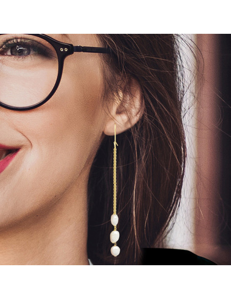 Baroque pearl earrings 6-7 mm - captive system - Gold 375 - Pompadour