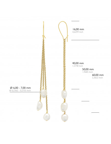 Boucles d'Oreilles Pendantes Perles Baroques 6-7 mm - Système Imperdable - Or 375 - POMPADOUR