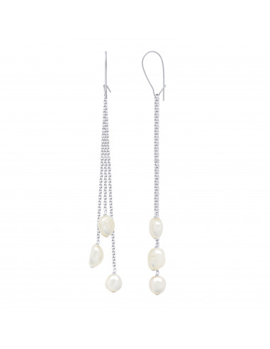 Boucles d'Oreilles Pendantes Perles Baroques 6-7 mm - Système Imperdable - Or 375 - POMPADOUR
